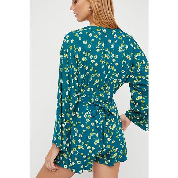 NEW Free People Lagoon Lamour Floral Romper $97 Sz 12 Boho Adjustable Waist - Picture 3 of 3